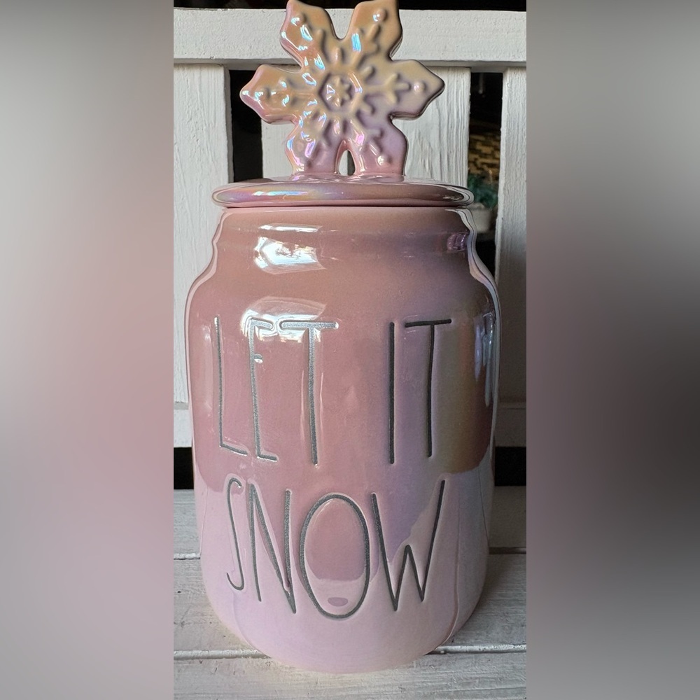 Rae Dunn Pink Iridescent Ceramic Baby Canister